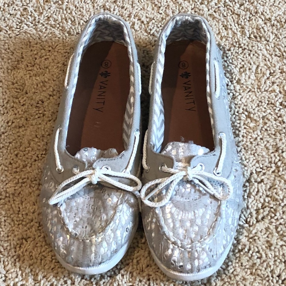 Silver Sequined Flats/Loafers